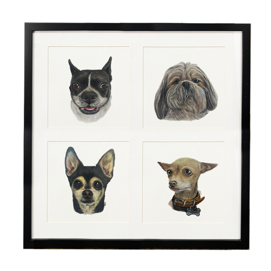 Retrato para 4 mascotas 44 x 44
