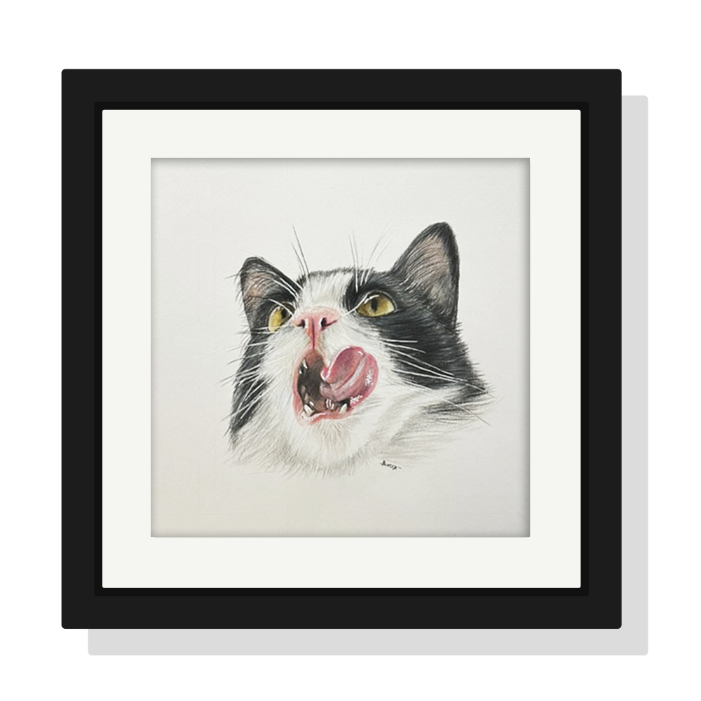 Retrato personalizado de 1 mascota a mano · Lápices de color · 25 × 25 cm