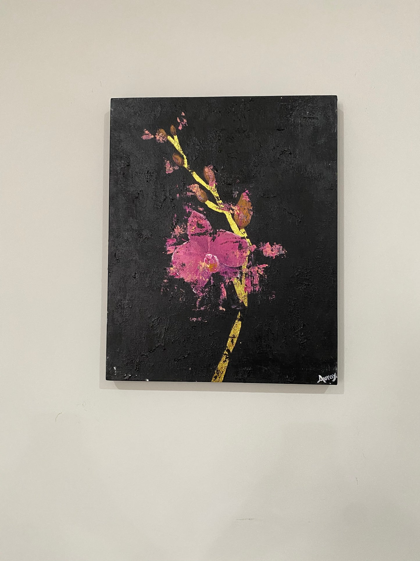 Acrylic Painting With Foil Butterfly Orchid 50 x 40