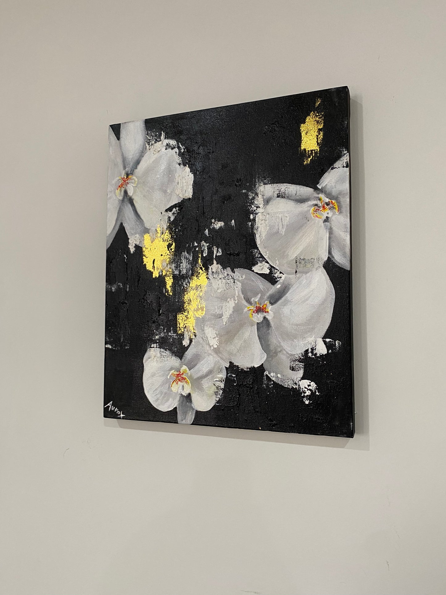 Acrylic Painting With Foil Orchids 40 X 50