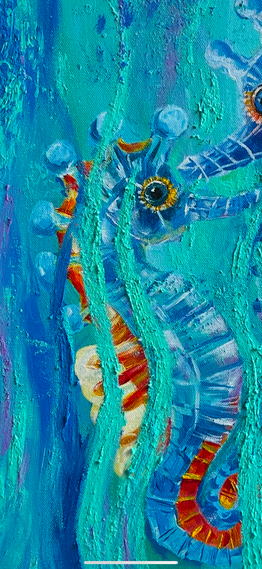 Caballitos de mar - Acrílico sobre lienzo