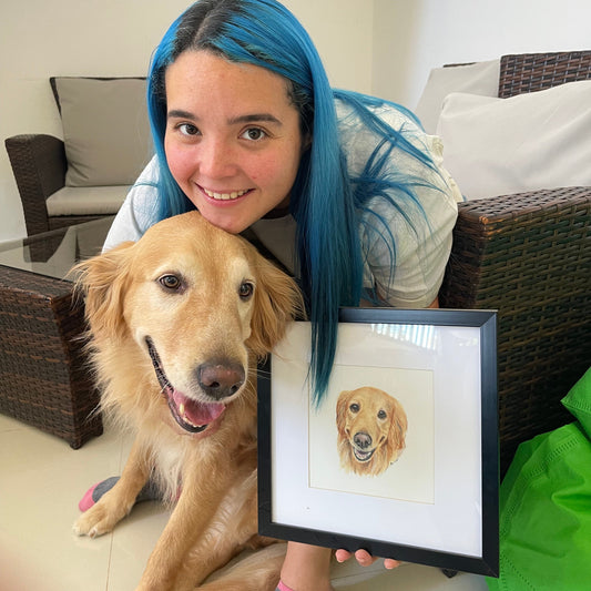 Retrato personalizado de 1 mascota a mano · Lápices de color · 25 × 25 cm